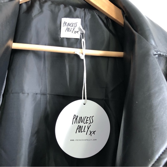 BNWT Princess Polly Black Breakeven PU Jacket Biker Motorcycle Vegan Leather - Picture 15 of 16